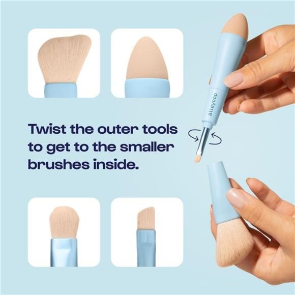 Multi-Tasker 4-in-1 Makeup Brush – All-in-One Sponge, Eyeshadow, Eyebrow - Picture 3 of 7